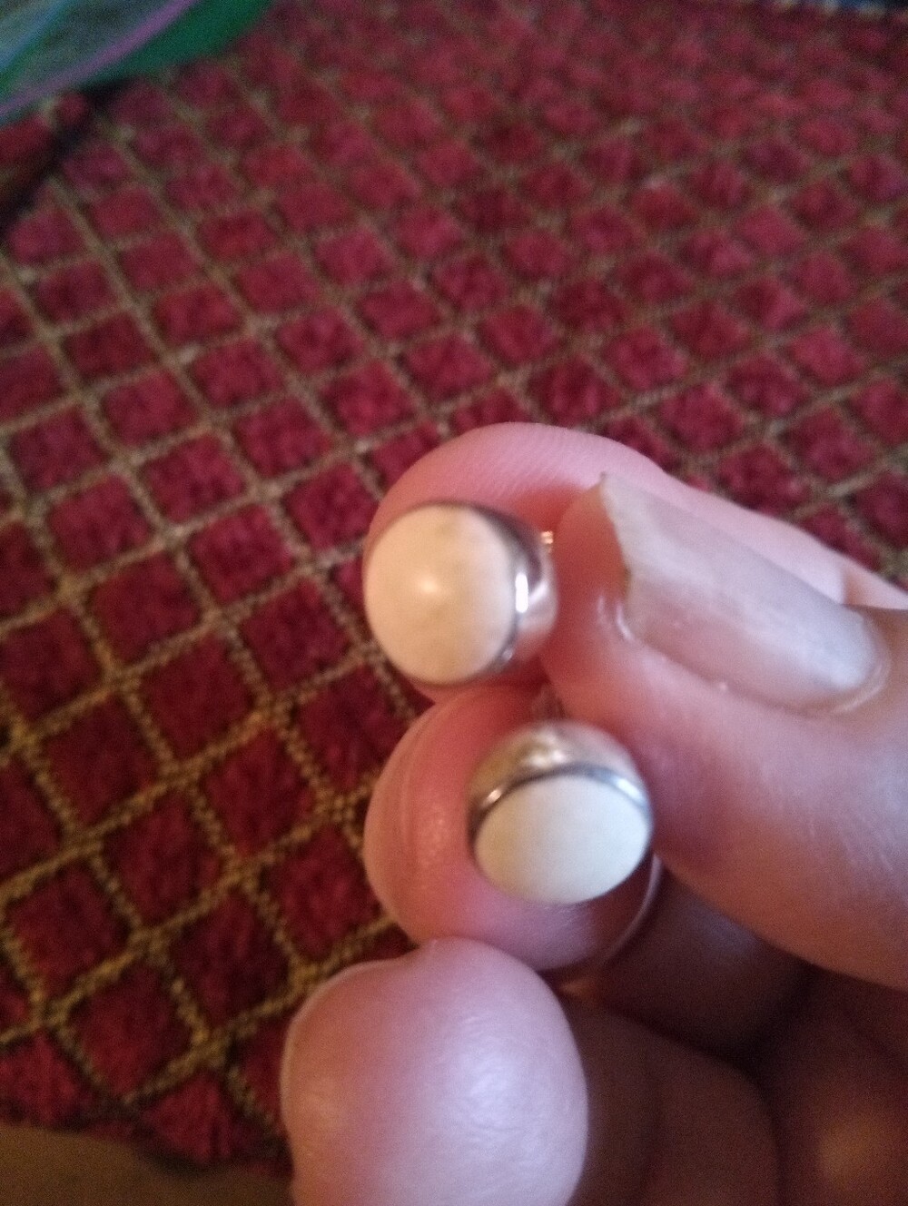 Source Unknown White Stone Sterling Stud Earrings